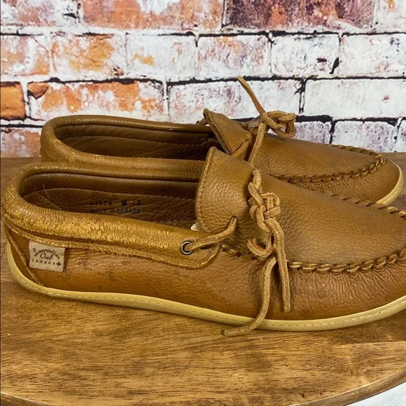 Laurentian Chief Men's Brown Leather Slip On Moccasins Sz 43 - Picture 3 of 16